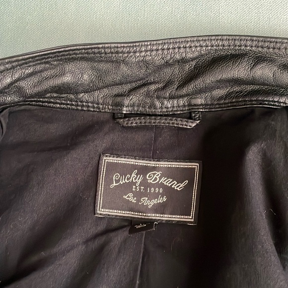Lucky Brand Leather and Cotton Moto Jacket - Picture 11 of 14